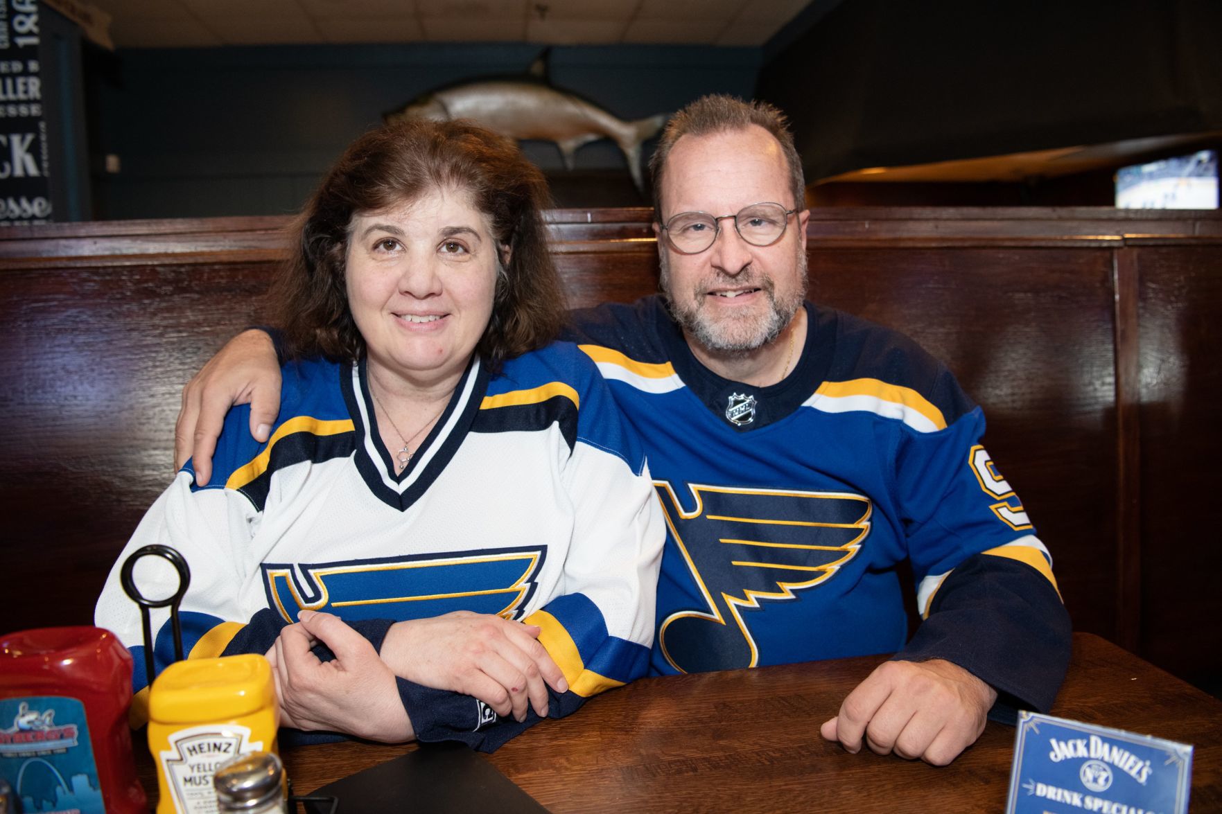 Blues fans watch Game 5 of Western Conference Finals at Syberg's on Dorsett